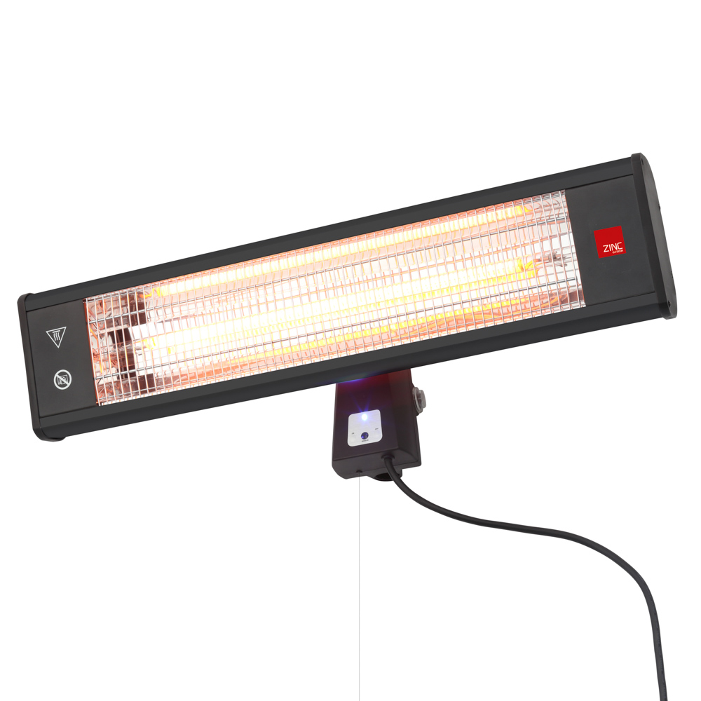 1800 Watt Rectangle Outdoor Wall Radiant Heater, Black