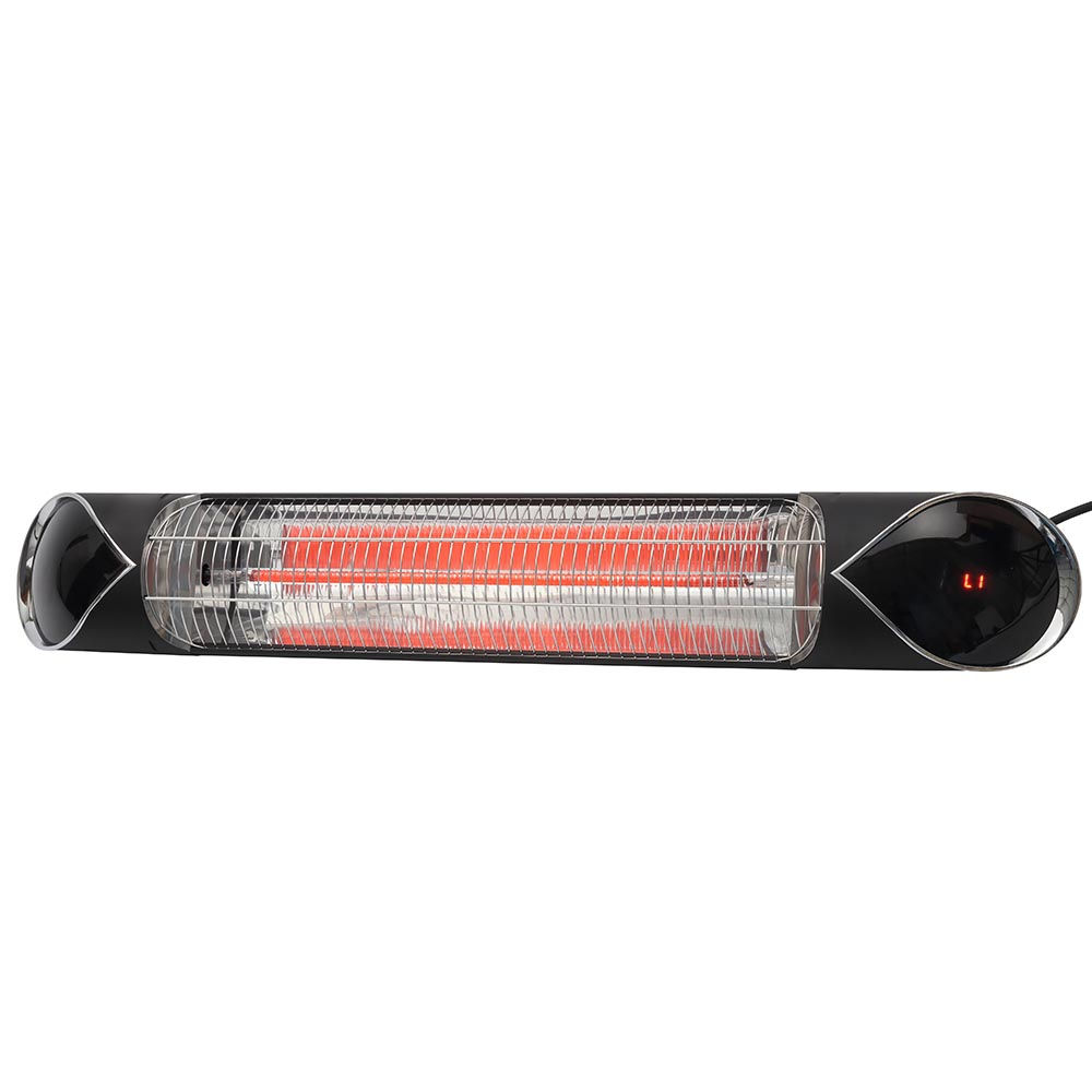 2000 Watt Large Rounded Rectangle Outdoor Wall Radiant Heater, Black