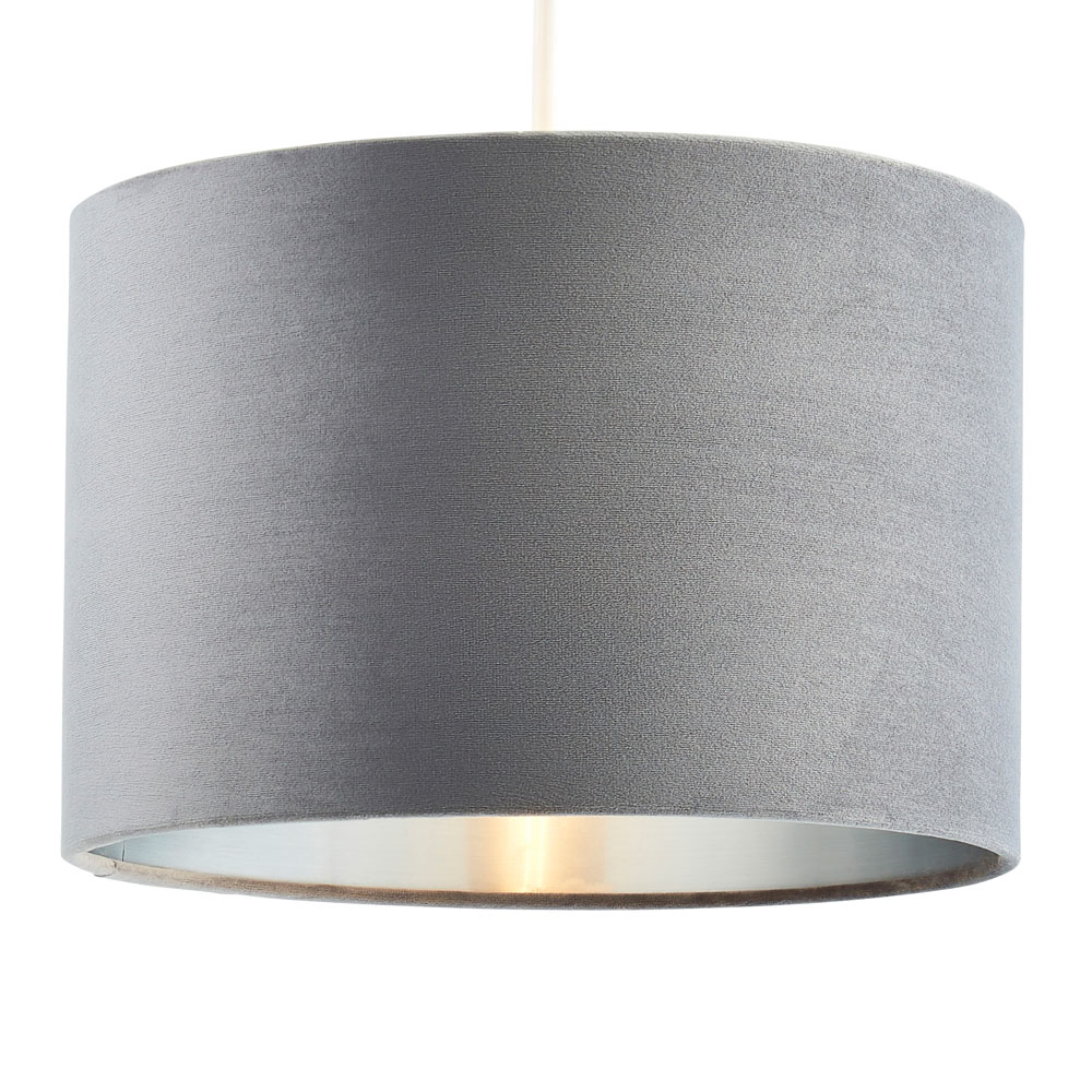 Velvet 30cm Easyfit Shade, Grey and Satin Nickel