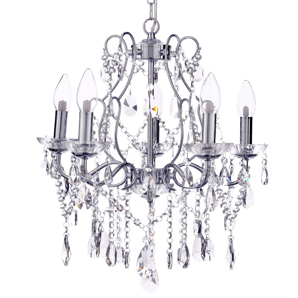 Annalee 5 Light Large Chandelier, Chrome