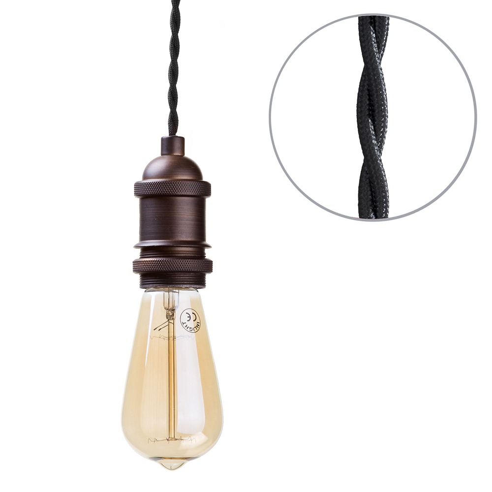 Industrial Style Champagne Cable Ceiling Pendant, Bronze