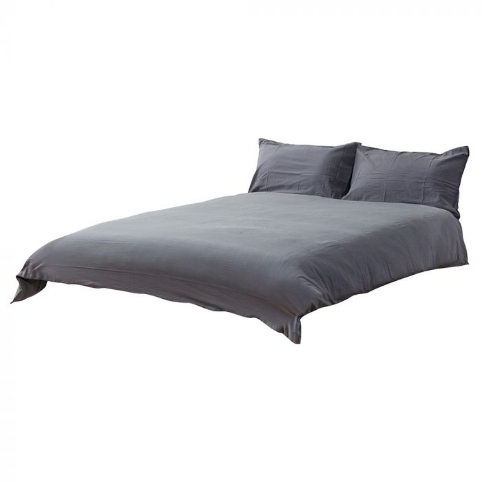 Single Stonewashed Cotton Bedding Set Slate Bhs