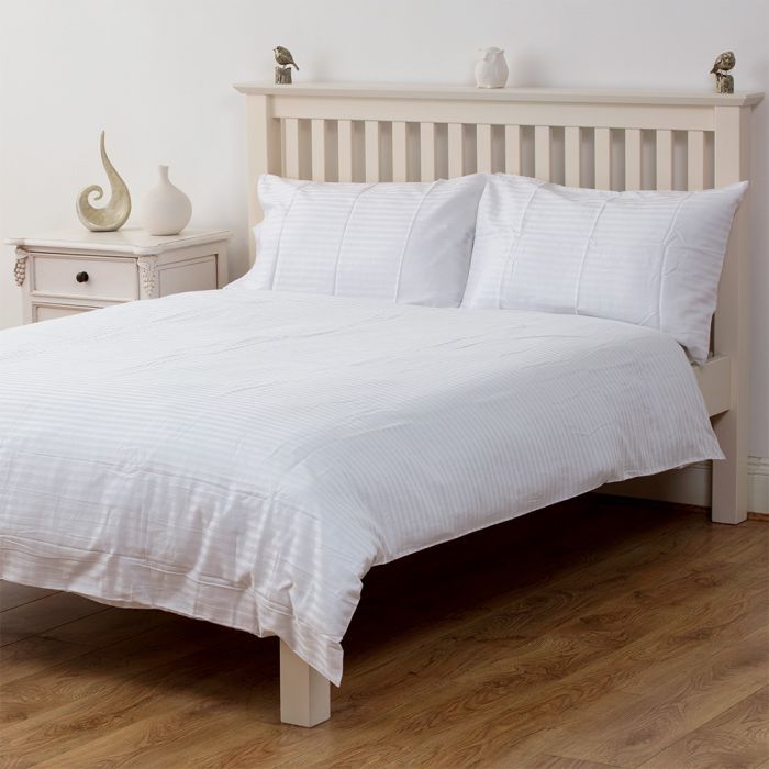 Single Sateen Stripe Bedding Set White Bhs