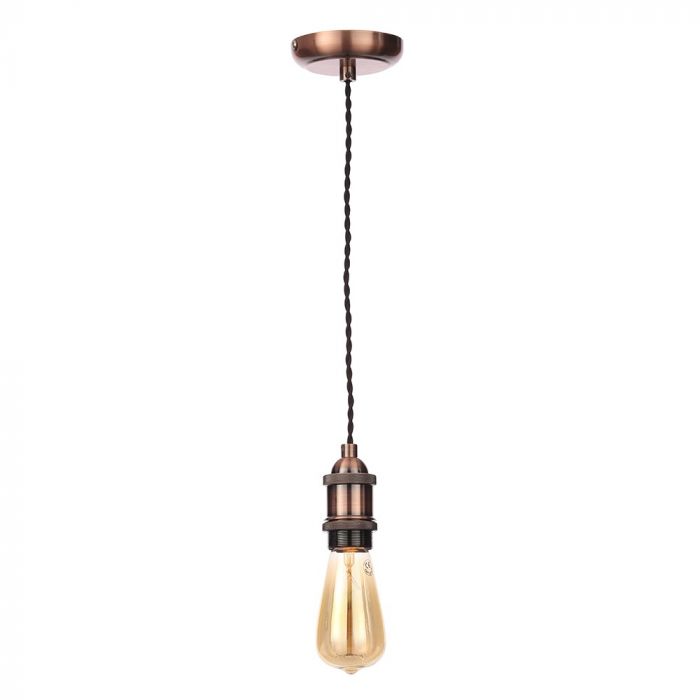 Industrial Style Black Cable Ceiling Pendant Antique Copper