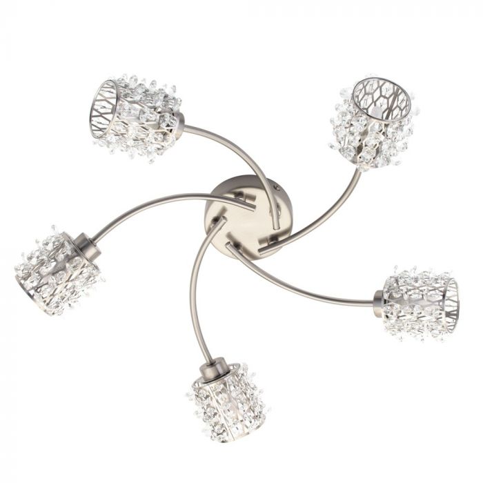 Julianne Crystal Cylinder Large Ceiling Light Satin Nickel Bhs