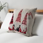 3 Gonks Christmas Cushion, Natural on bed