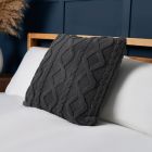 Cable Knit Cushion, Charcoal Styled on Bed