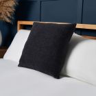 Chenille Cushion, Charcoal Styled on Bed