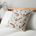 Christmas Candy Cane Cushion, Cream on bed