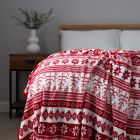 Christmas Fairisle Throw, Red and White on bed