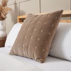 Cross Stitch Quilted Cushion, Taupe