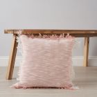 Franca Cushion, Blush by small side table