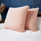 Large Microfleece Cushion, Blush Styled on Bed