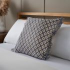 Loft Diamond Cushion, Blue on bed