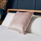 Luxury Crushed Velvet Cushion, Blush Styled on Bed