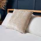 Luxury Crushed Velvet Cushion, Champagne Styled on Bed