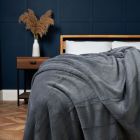 Microfleece Jumbo Throw, Charcoal Styled on Bed