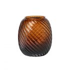 Lenticular Spiral Cognac Glass Vase, Amber