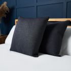 Snow Fleece Cushion, Charcoal Styled on Bed