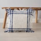 Tula Check Cushion, Navy by small coffee table