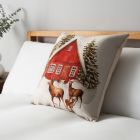 Winter Home Cushion, Natural on bed