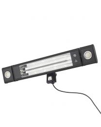 1800 Watt Rectangle Outdoor Wall Radiant Heater with 2 LED Lights, Black