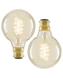 2 Pack of 40W BC B22 Vintage Globe Filament Bulb, Clear