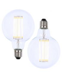 2 Pack of 6W LED ES E27 Vintage Filament Large Globe Bulb, Clear