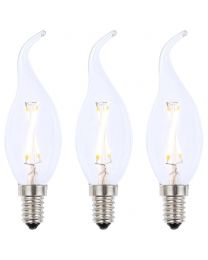 3 Pack of 2W LED SES E14 Vintage Filament Candle Bulb, Clear