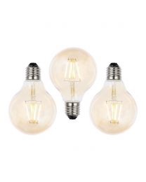 3 Pack of 4W LED ES E27 Vintage Filament Globe Bulb, Tinted