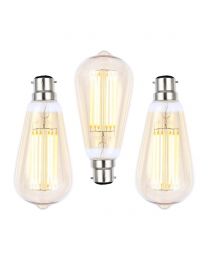 3 Pack of 6W LED BC B22 Vintage Filament Teardrop Bulb Tinted