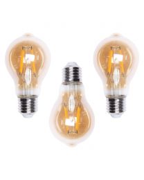 3 Pack of 4 Watt LED E27 Edison Screw Vintage Filament Light Bulb, Gold Tinted