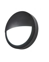 Alf Outdoor Round Eyelid Bulkhead Wall Light, Black