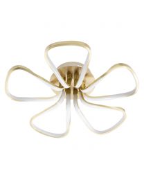 Alvar Petals LED Flush Ceiling Light, Satin Brass