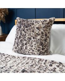 Animal Print Cushion, Grey on bed