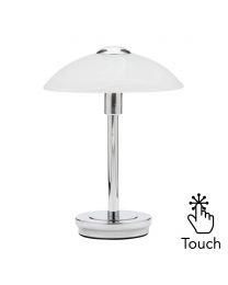 Archie Touch Lamp, Chrome and Alabaster