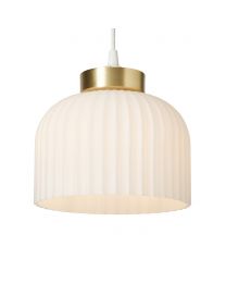 Binita Glass Ribbed Easyfit Shade, Opal & Brass