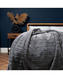 Boa Throw, Grey Styled on Bed