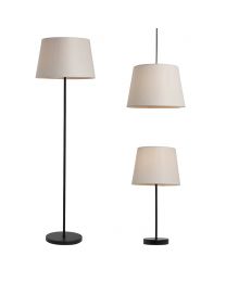 Brie Floor and Table Lamp Set with Easyfit Shade, Black