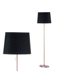 Bryant Oval Floor Lamp with Black Shade, Copper with close up