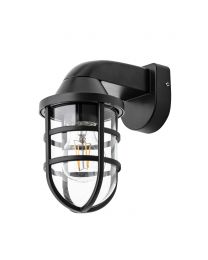Camb Outdoor Caged Wall Light, Black