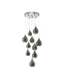 Carmella Cluster Ceiling Pendant with Smoked and Frosted Shades, Satin Chrome