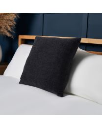 Chenille Cushion, Charcoal Styled on Bed