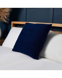 Chenille Cushion, Navy Styled on Bed