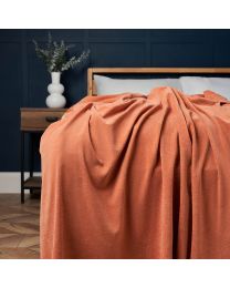 Chenille Throw, Terracotta Styled on Bed