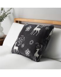 Christmas Stag Cushion, Grey
