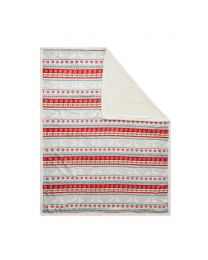 Christmas Stag Stripe Throw with Sherpa, Red & Green