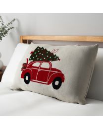 Christmas Tree on Car Cushion, Natural on bed
