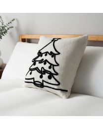 Christmas Tree Tufted Cushion, Natural on bed