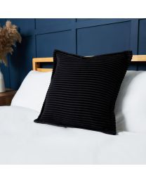 Corduroy Cushion, Black Styled on Bed